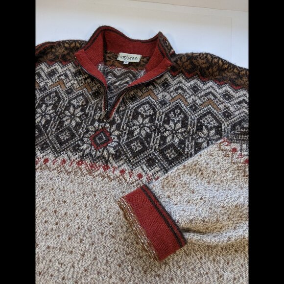 INTIWARA ¼ zip brown beige 100% alpaca pullover sweater Hand Made in Bolivia XL - Picture 1 of 11